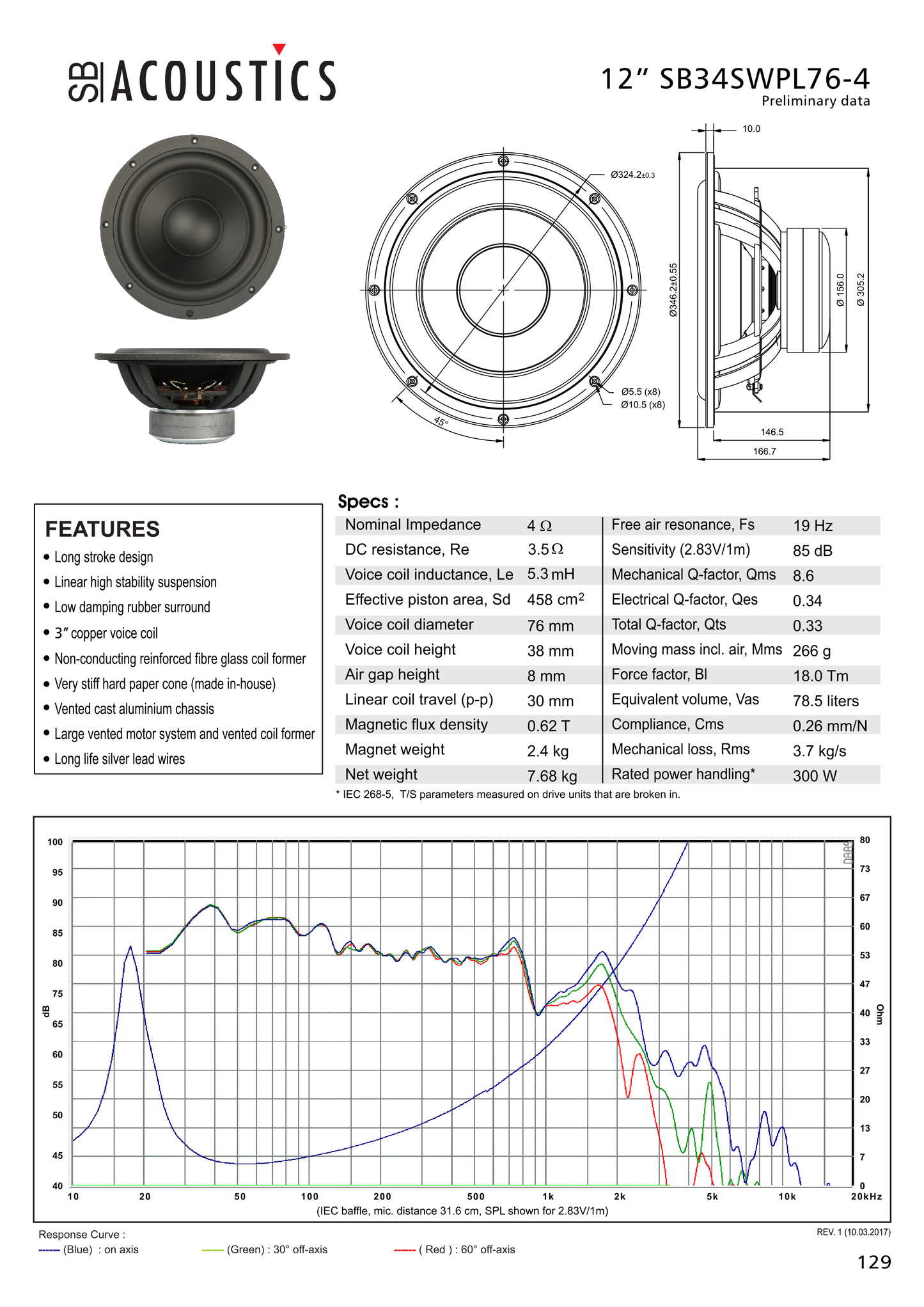 
                  
                    SB Acoustics SB34SWPL76-4 12" Subwoofer Chassis 4 Ohm
                  
                